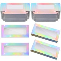 Ensemble de faux ongles personnalisés, 24 pièces, étiquettes de luxe, emballage, boîtes vides avec fenêtre en PVC transparent