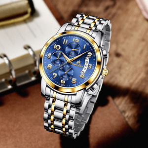 Meilleure <span class=keywords><strong>montre</strong></span> chronographe vintage de haute qualité pour hommes montres étanches en acier inoxydable à chaîne avec logo personnalisé doré pour hommes - Product Image 6