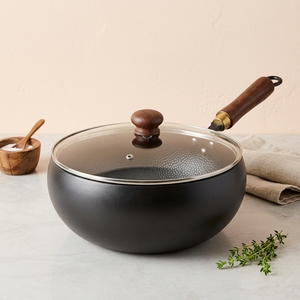 Wok <span class=keywords><strong>de</strong></span> <span class=keywords><strong>hierro</strong></span> antiadherente sin recubrimiento <span class=keywords><strong>de</strong></span> 24/26/28 cm con tapa <span class=keywords><strong>de</strong></span> vidrio, sartén grande para freír. - Product Image 4