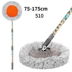 Logo personnalisé Vadrouille électrostatique à dépoussiérer en acier inoxydable absorbant l'eau pour le nettoyage des sols Vadrouille plate en chenille ronde rétractable - Product Image 6