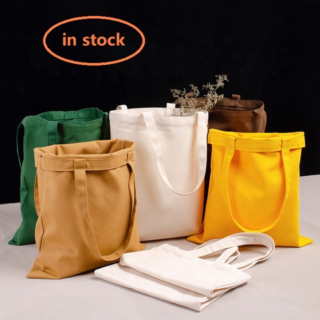 Custom logo printing factory direct sale tote shopping bag multi color blank cotton canvas bag