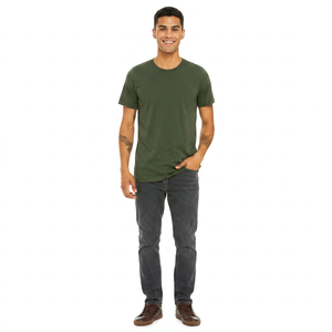 T-shirt à manches courtes à col rond ajusté pour homme T-shirts basiques extensibles moulants - Product Image 1
