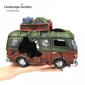 Decoraciones de paisaje acuático de resina moderna autobús coche naufragio autobús acuario ornamento plástico bajo el agua pecera decoraciones 220V - Product Image 4