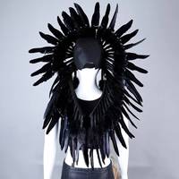 Coiffe de festival bohème unisexe de luxe, cousue à la main, avec plumes indiennes douces, pour cosplay, couleur personnalisable