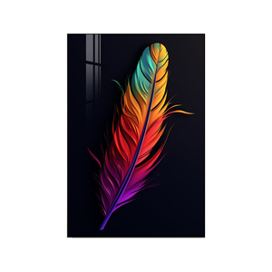 Pintura de Arte de pared de plumas bohemias para sala de estar pluma de imitación 3D pintura de lienzo de plumas reales - Product Image 5