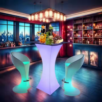 Светящаяся пластиковая мебель для улицы: стол, стулья, табуреты с LED RGB-подсветкой для сада, патио, мероприятий, вечеринок, ночных клубов, отелей