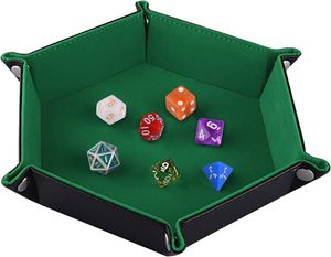 Boîte à dés hexagonale portable en cuir PU double couche, pliable, pour jeux de table D&D - Product Image 1