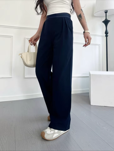 <span class=keywords><strong>Pantaloni</strong></span> Casual Vintage a Gamba Larga di Alta Qualità per <span class=keywords><strong>Donna</strong></span>, Vita Elastica, Tessuto Lavorato a <span class=keywords><strong>Maglia</strong></span>, Comodi e Leggeri - Product Image 1