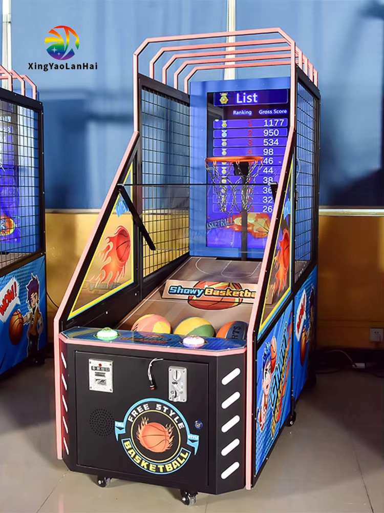 Children's Street Basketball Ball Throwing Machine Deluxe Electronic Arcade Game Equipment Educational Screen Training