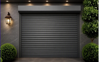 Porte de garage moderne en alliage d'aluminium, étanche, économique, coupe-vent, antivol, pour entrepôt, ouverture latérale électrique