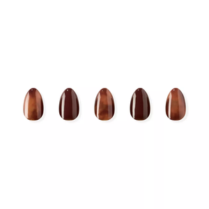 <span class=keywords><strong>Faux</strong></span> ongles en <span class=keywords><strong>gel</strong></span> durci à presser, forme ovale moyenne, dégradé écaille de tortue ambrée, finition naturelle, effet lumineux - Product Image 5