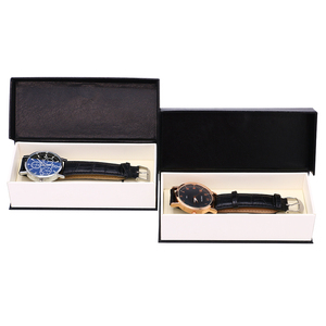 Box Paper Watch Paper High Quality Customize Logo Gift Box Luxury Black Color High Grade Pu Paper Watch Packaging Box
