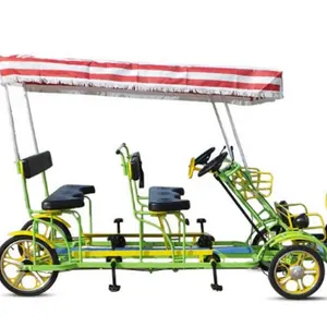 2024 Família Pedal Sightseeing Car para Engraçado Ciclismo Hotel Resort Aluguel 4 Wheel Seater Tour Bicicleta com Certificação CE