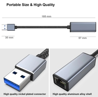 Adaptateur Ethernet USB BENFEI 1000 Mbps, adaptateur réseau LAN USB vers RJ45 Gigabit Ethernet câble en nylon tressé boîtier en aluminium