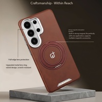 Étui de téléphone en cuir PU magnétique de qualité supérieure pour Samsung S26 S23 S24 Ultra S25 Plus avec protection à 360° °   Support rotatif pour anneau de fixation avec coque de protection