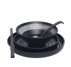 Ramen Nhật Bản Bằng Gốm Melamine Chất Lượng Cao Lớn Cho Nhà Hàng Udon Bát Súp Kiều Mạch Có Thìa Đũa