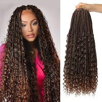 Perruque tressée Amygirl 360 Lace Boho avec baby hair, extensions de cheveux 100% fibre synthétique haute température, trame unique teinte, facile à poser, 12 mèches