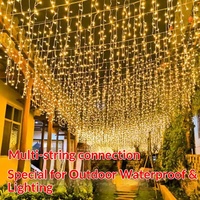 Guirlandes lumineuses LED en cristal étoilé, étanches IP65, pour extérieur, cascade de glaçons, rideau lumineux, éclairage décoratif de qualité commerciale