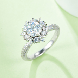 J&C 1CT Round Cut D Color Lab Grown <b>Diamond</b> <b>Ring</b> 925 Sterling Silver Luxury Engagement <b>Ring</b> - Product Image 2