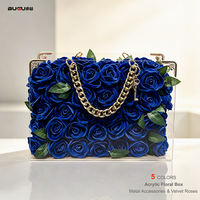 Boîte à fleurs en acrylique, boîte en acrylique avec poignée et roses en velours, fleurs artificielles, coffret cadeau pour la Saint-Valentin, Bolsa De Regalo, boîte cadeau