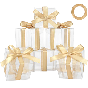 Anteng – Lot de 50 boîtes carrées transparentes en PET recyclé pour chocolats, avec doublure, pour Noël, mariages et fêtes, avec gaufrage - Product Image 1