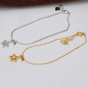 Bracelet fantaisie pour femme en argent S925, minimaliste, pentagramme, accessoire de bijouterie en perles, avec plateau vide, produit semi-fini - Product Image 1