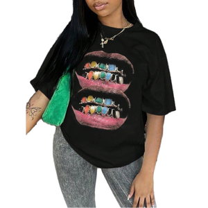 Camisetas de algodón de alta calidad para mujer, Camisetas estampadas con patrón divertido multiusos a la moda de verano - Product Image 1