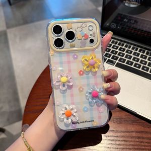 Rainbow 3D Flower Girls Mobile Phone case for iPhone 17 16 15 14 13 Pro Max Garden Gradient IMD Stripes DIY Resin back Cover ins - Product Image 2