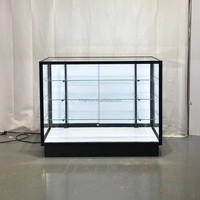 Vitrine d'exposition de détail avec éclairage LED personnalisé, en verre, avec portes coulissantes en MDF, serrure et étagères réglables pour boutique de tabac