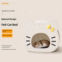 Nouveau lit pour chat en feutre d'intérieur, design semi-fermé, résistant aux griffures, lavable, chaud, polyvalent toutes saisons, tridimensionnel