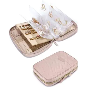 Produttori In-Stock di Amazon nuovo portabile trasparente portagioie da viaggio scatola con Clip all'ingrosso per il confezionamento di gioielli