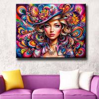 Kits de broderie au diamant Ever Moment, peinture au diamant, motif Fille Américaine avec un magnifique chapeau, ensemble de mosaïques diamantées ASF2993
