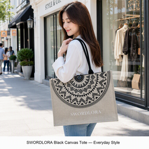 Fashion Canvas <b>Extra</b> <b>Large</b> <b>Handbag</b> Pouch Portable Cute Animal Panda Ladies Cartoon Letter Jacquard Casual Tote Zipper - Product Image 4