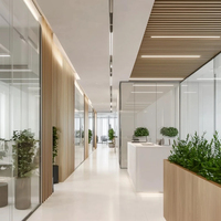 Cloison de séparation de bureau en verre à grille modulaire avec cadre en aluminium mince de qualité supérieure pour salles de conférence, installation rapide