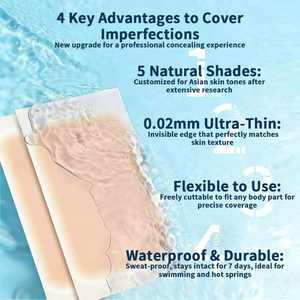 Autocollant de tatouage invisible en silicone durable activé par l'eau, imperméable, longue durée, fin, pour couvrir les cicatrices, les taches de naissance et les boutons d'acné - Product Image 2