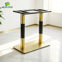 Socle de table contemporain double colonne en acier inoxydable doré et noir, pieds réglables, écologique, facile à nettoyer, pour intérieur