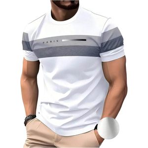 Camiseta de Punto de Manga Corta con Bloques de Color para Hombre FOXA, con Estampado, 100% Poliéster, Transpirable, Informal, para Verano - Product Image 1