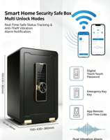 Caja Fuerte Inteligente a Prueba de Fuego para el Hogar, con Huella Dactilar y Código Digital, Gabinete Antirrobo Oculto, Almacenamiento Seguro para Armario, Uso en Oficina