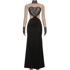 Abito Lungo da <span class=keywords><strong>Donna</strong></span> Stile Occidentale <span class=keywords><strong>Vintage</strong></span> Sexy Aderente con Schiena Scoperta e Inserti in Pizzo <span class=keywords><strong>Abbigliamento</strong></span> Casual Trendy 2026 - Product Image 5