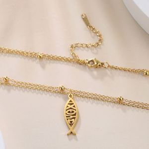 Collar con Símbolo de Pez Jesús (Ichthys) de Myshape, Acero Inoxidable, Regalos Religiosos, Amuleto de <span class=keywords><strong>Amistad</strong></span> <span class=keywords><strong>y</strong></span> Amor, Joyería Cristiana - Product Image 5
