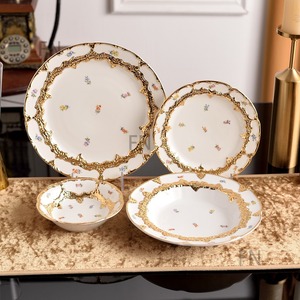 Luxury American Style 8+10 Inches <b>Ceramic</b> <b>Plate</b> Dish Set Factory Direct Home Use Eco-Friendly for Party Occasions - Product Image 4