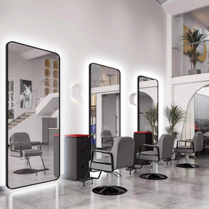 <b>Gold</b> Frame Salon LED <b>Mirror</b> | Wall-Mounted Hairdressing <b>Mirror</b> | Custom Logo - Product Image 5