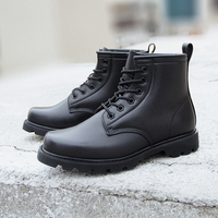 Bottes noires Martin antidérapantes, chaussures de randonnée pour hommes, bottes courtes d'extérieur, bottes tactiques en cuir, résistantes à l'usure