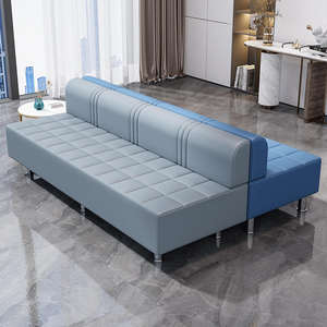 Canapé d'attente en cuir noir de luxe moderne K, salon de coiffure, salon de beauté, chaise d'attente - Product Image 3