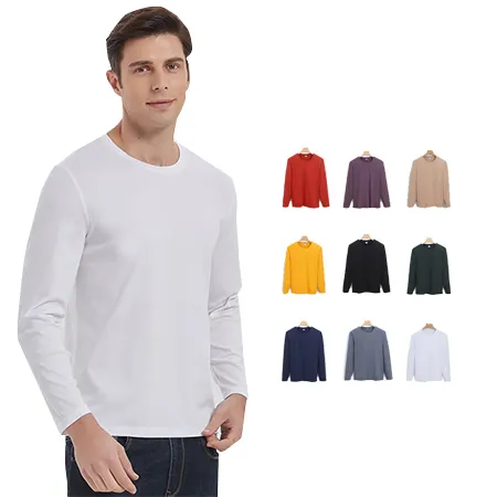 Wholesale blank Premium pima Oem tshirt dry fit long sleeve Plain blank t-shirt Custom Printing Soft Supima Cotton t shirt