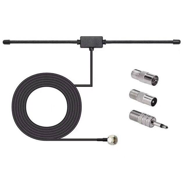 FM Radio Antenna Sheep Horn F-Type Female Connector for Car 75 Ohms TV3.5 Mono