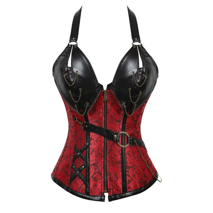 CYG-Steel Boned Punk Rock Corset Gothic Steampunk Punk Women's Buckles Strap