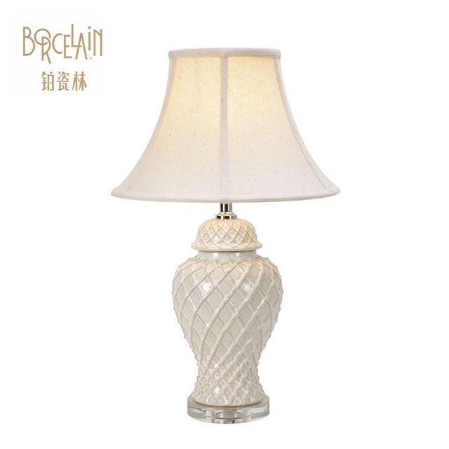 Chinese Handmade Concrete Ceramic Reading LED Bed Side Table Lamp for Wholesale