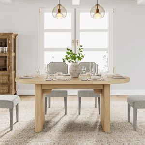 Table à manger ovale moderne en bois SENYU avec chaises tressées, style côtier, mobilier de maison pour 6 personnes - Product Image 6
