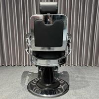 Fauteuil de Barbier Rétro Personnalisable avec Relevage Hydraulique, Fauteuil de Salon Inclinable et Pivotant pour la Coiffure et le Rasage Masculin